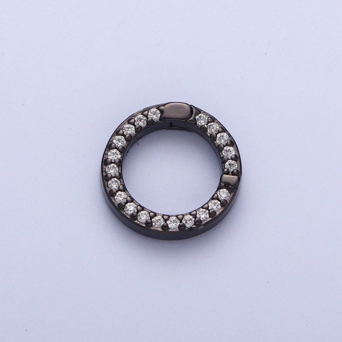 Push Gate Ring Gold Filled Micro Pave CZ 11mm Round Spring Gate Clasps For DIY Jewelry Charm Holder in Gold, Silver, Rose Gold, Black L-862 L-863 L-864 L-865