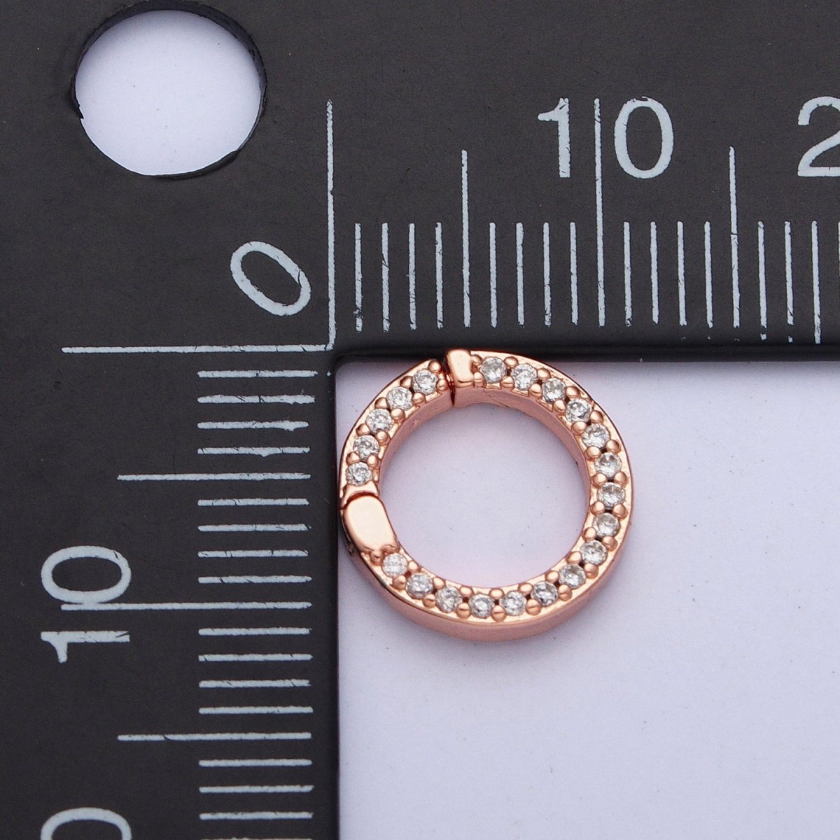 Push Gate Ring Gold Filled Micro Pave CZ 11mm Round Spring Gate Clasps For DIY Jewelry Charm Holder in Gold, Silver, Rose Gold, Black L-862 L-863 L-864 L-865