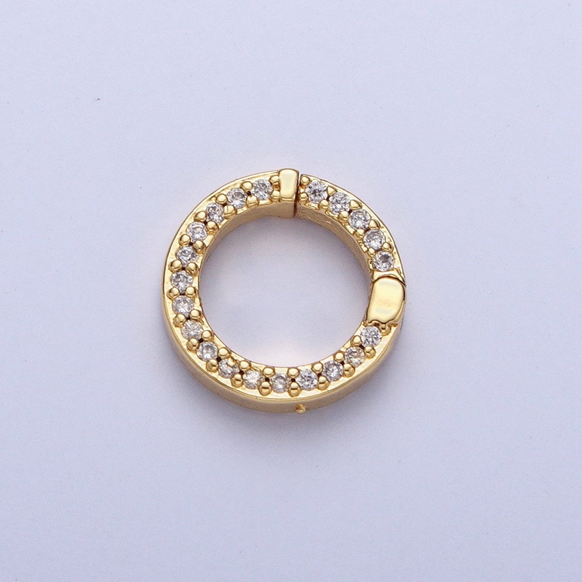 Push Gate Ring Gold Filled Micro Pave CZ 11mm Round Spring Gate Clasps For DIY Jewelry Charm Holder in Gold, Silver, Rose Gold, Black L-862 L-863 L-864 L-865