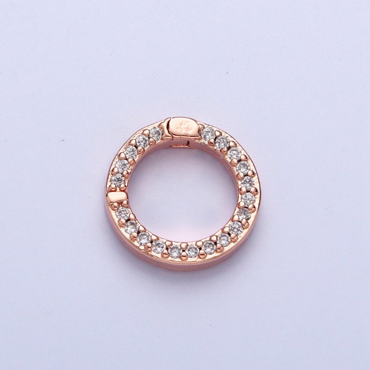 Push Gate Ring Gold Filled Micro Pave CZ 11mm Round Spring Gate Clasps For DIY Jewelry Charm Holder in Gold, Silver, Rose Gold, Black L-862 L-863 L-864 L-865