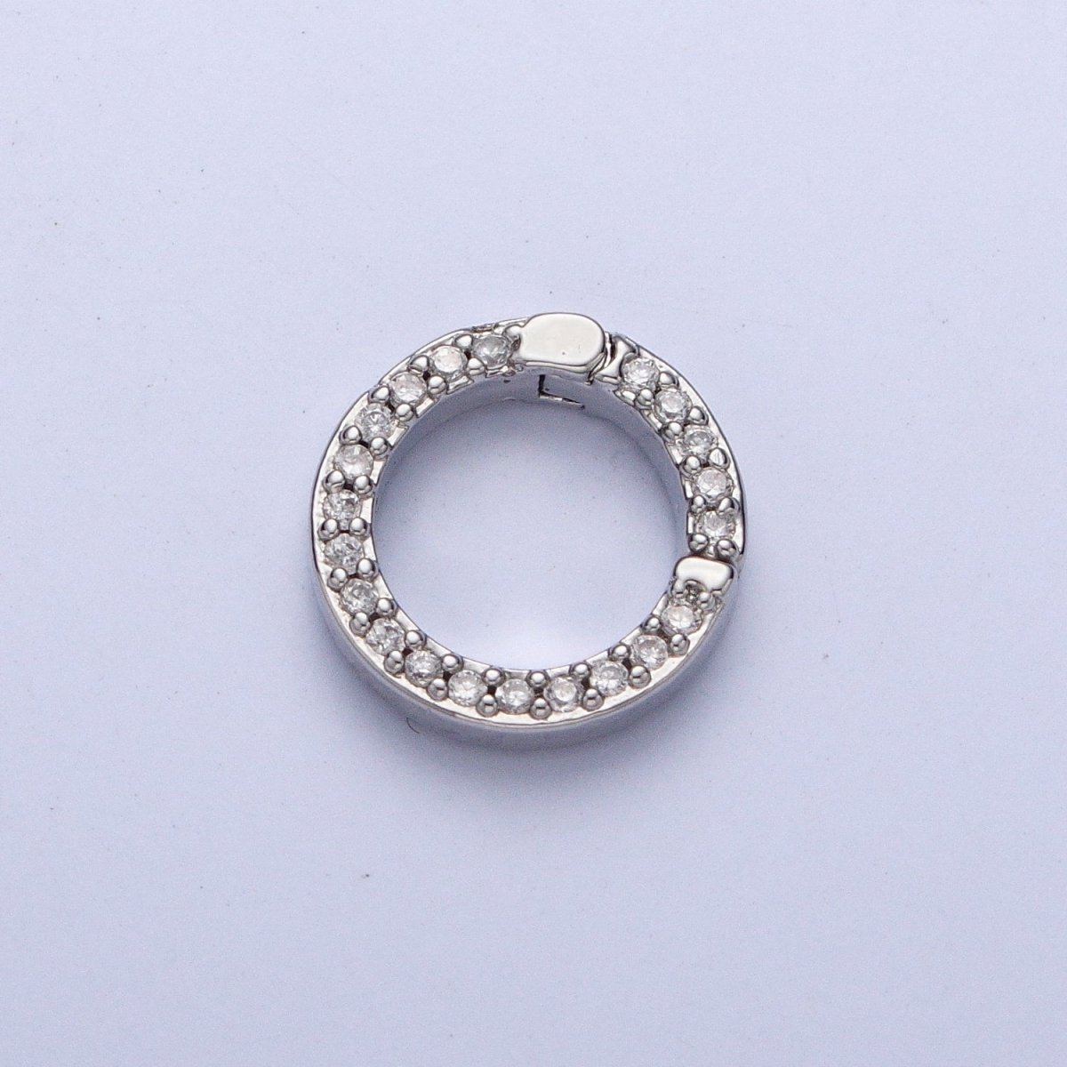 Push Gate Ring Gold Filled Micro Pave CZ 11mm Round Spring Gate Clasps For DIY Jewelry Charm Holder in Gold, Silver, Rose Gold, Black L-862 L-863 L-864 L-865
