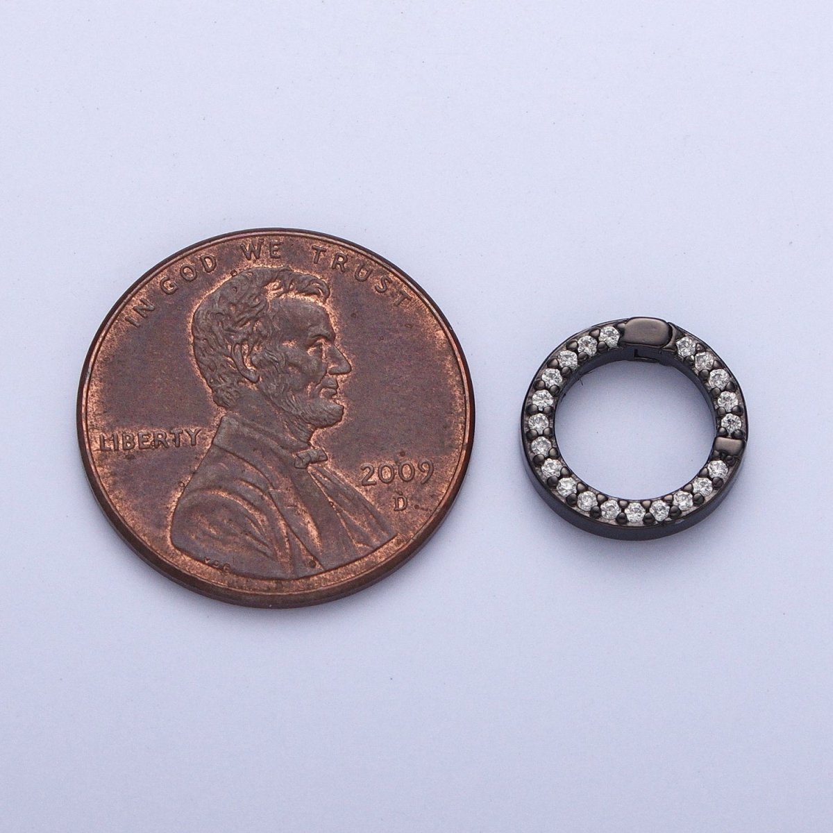 Push Gate Ring Gold Filled Micro Pave CZ 11mm Round Spring Gate Clasps For DIY Jewelry Charm Holder in Gold, Silver, Rose Gold, Black L-862 L-863 L-864 L-865