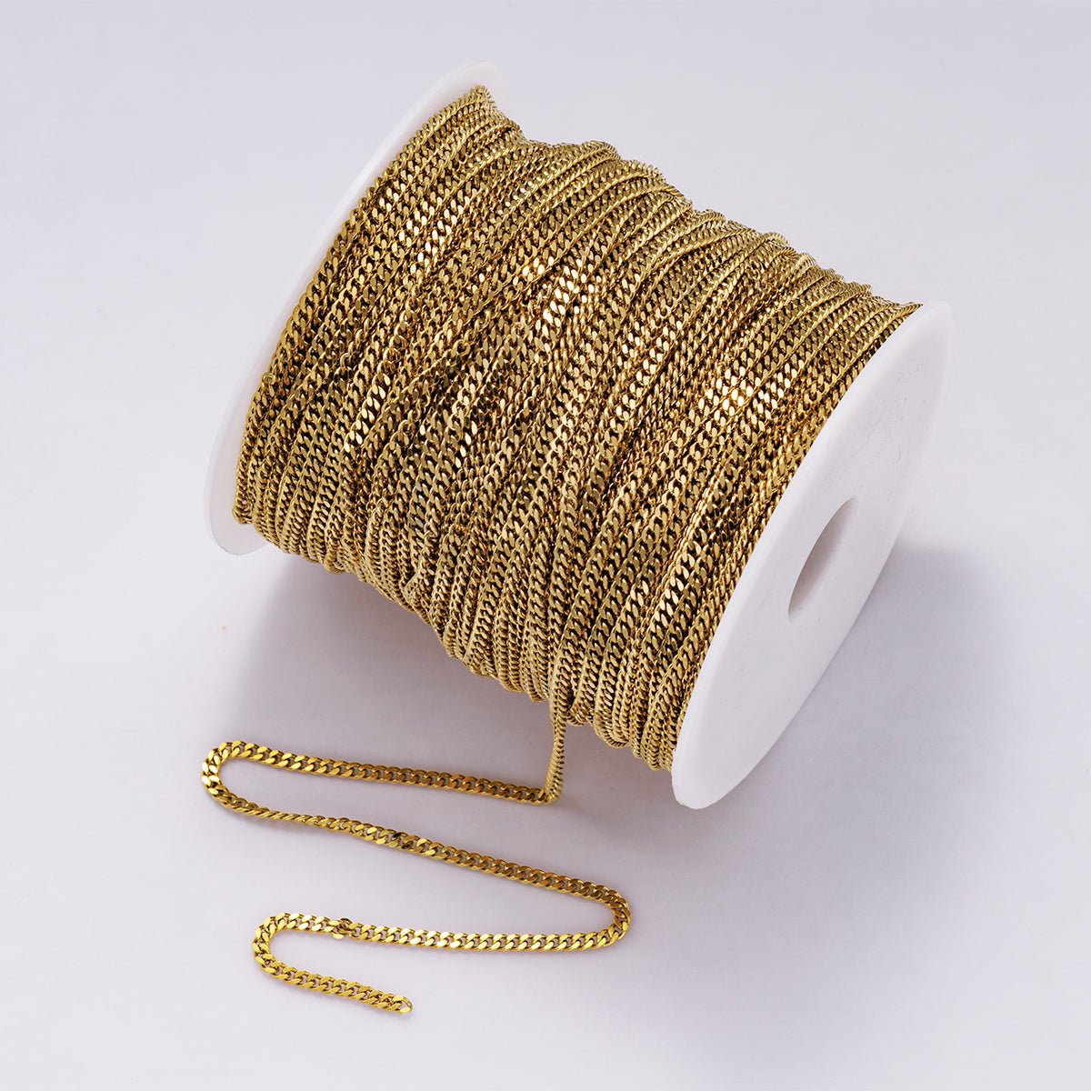 PVD Gold Stainless Steel 3mm Minimalist Curb Unfinished Chain by Yard ...