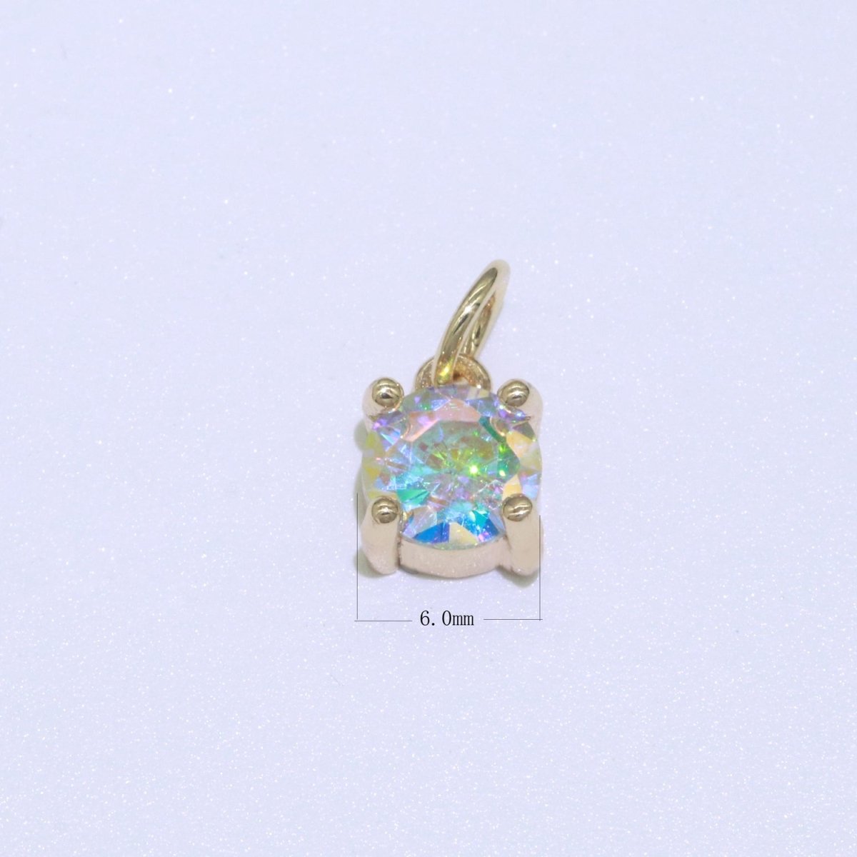 Rainbow Circle CZ Pendant, Opalescent CZ Charm, Aurore Boreale Cubic Zirconia charm, Jewelry Gold Filled E-919
