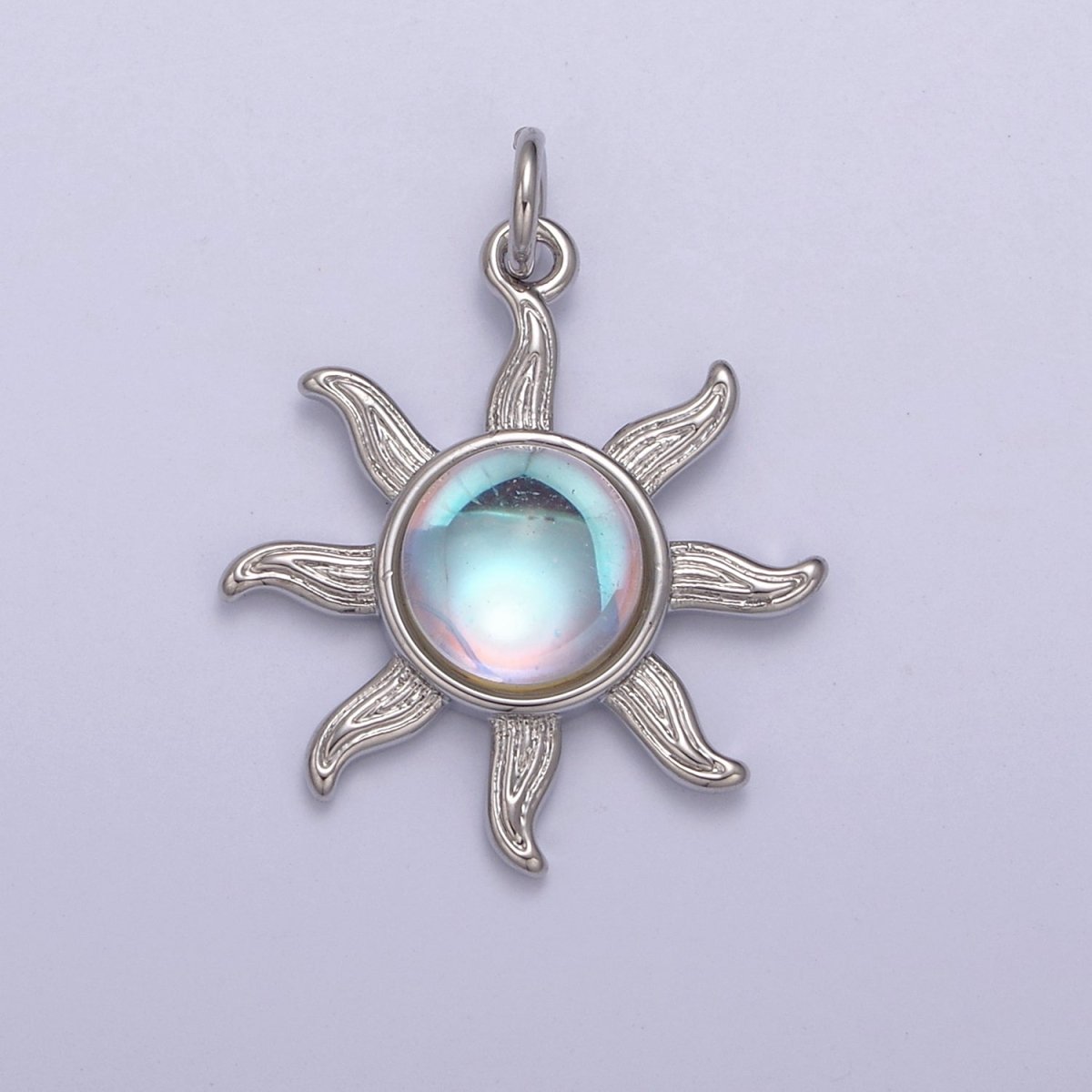 Rainbow Moonstone Sun Pendant in 14k Gold Filled June Birthstone Bohemian Celestial Jewelry Supply N-757 N-758