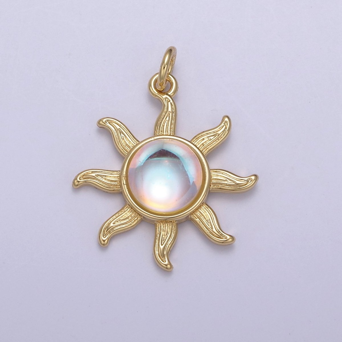 Rainbow Moonstone Sun Pendant in 14k Gold Filled June Birthstone Bohemian Celestial Jewelry Supply N-757 N-758