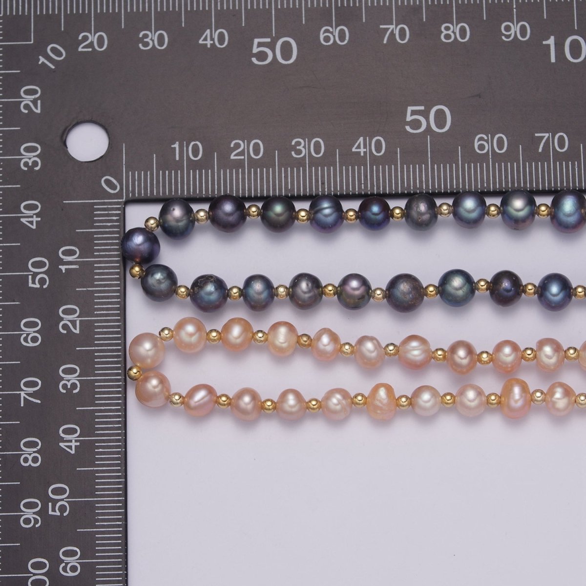 Rainbow Peacock, White, Pink Freshwater Pearl Button Gold Ball Bead 17 Inch Layering Necklace | WA-459 ~ WA-460 Clearance Pricing