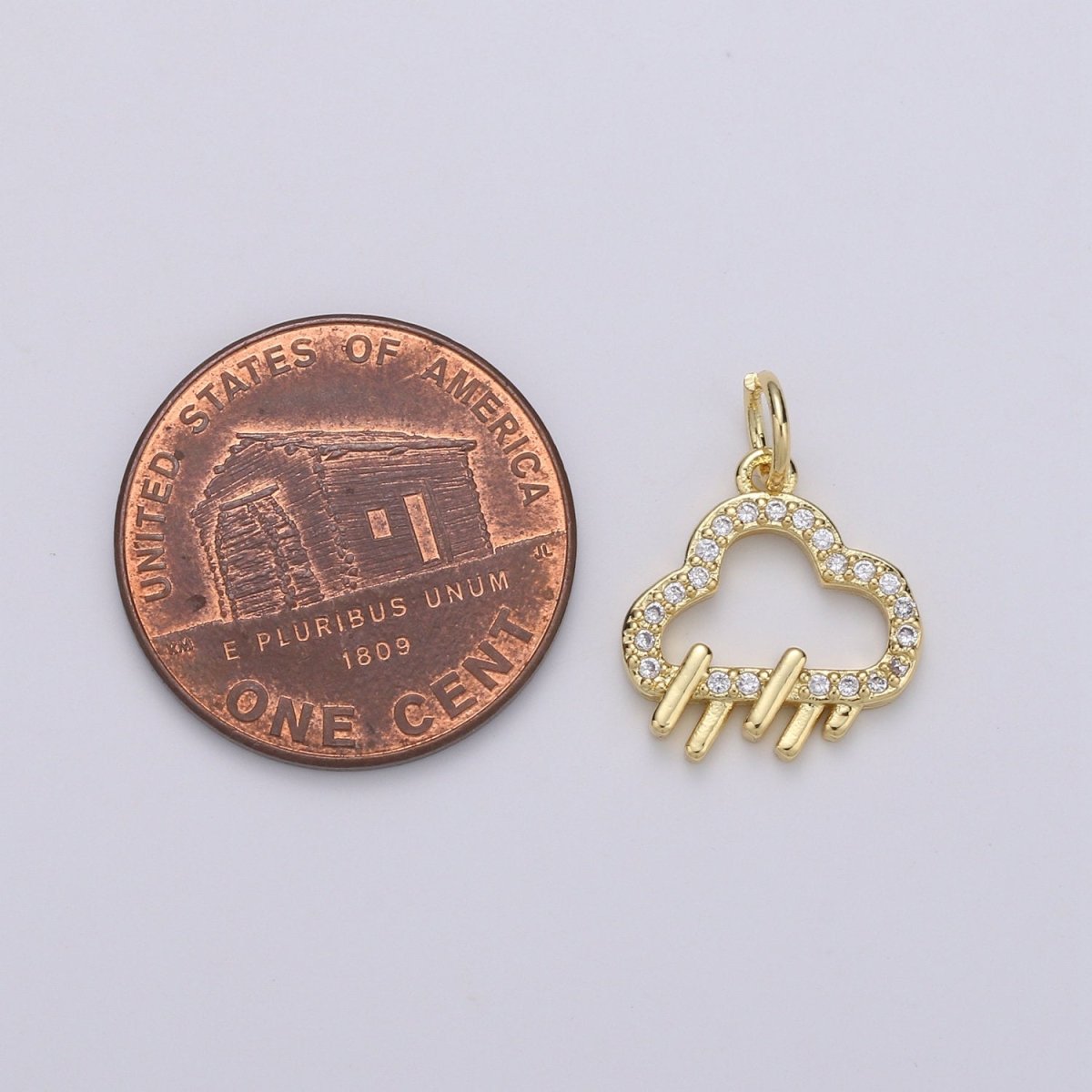 Raindrop 24K Gold Filled Micro Pave CZ Charm Hanger Micro Cubic Charm Rainy, Cloudy, Storm Pendant Bracelet Necklace Supply D-759 - DLUXCA