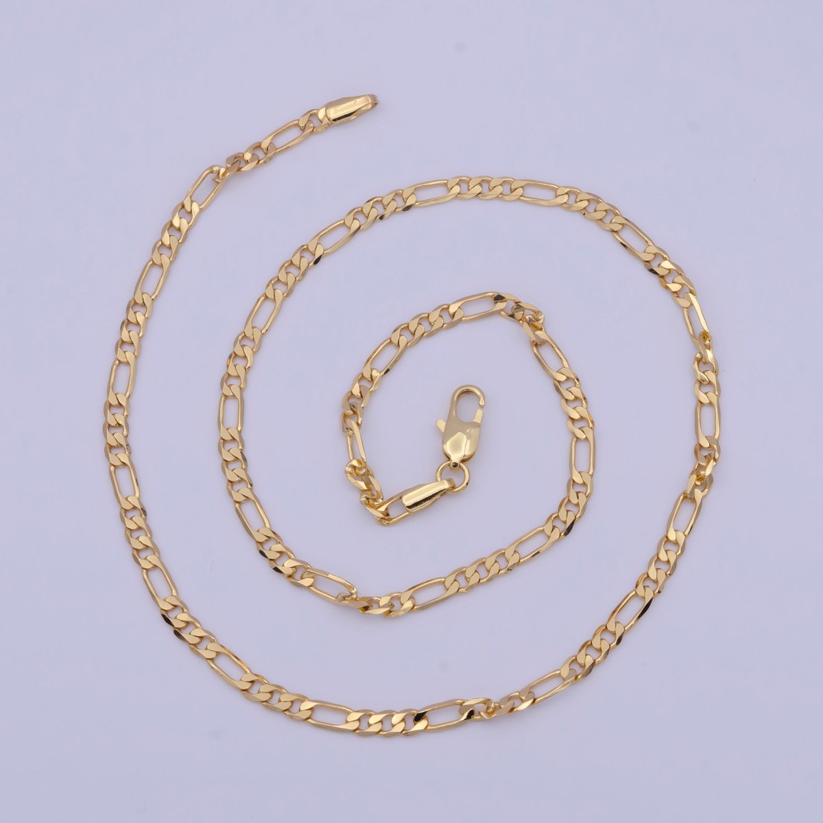 Ready to Use Gold Filled Figaro Necklace Chain, Layering Figaro Chain, Dainty 3.3mm Figaro Necklace w/Lobster Clasps | WA-1363 WA-1407 WA-1408 Clearance Pricing - DLUXCA