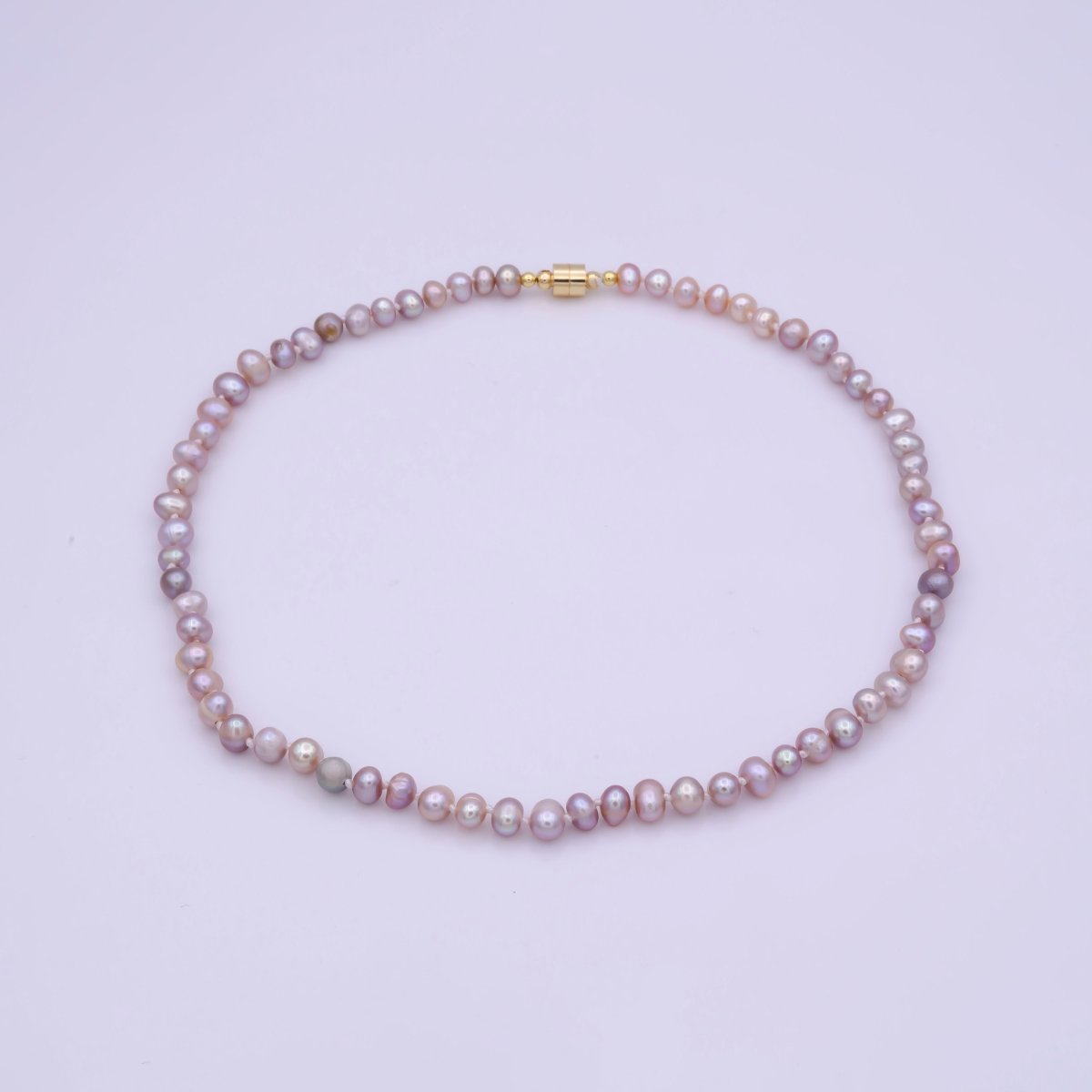 Real Pink Pearl Chocker Necklace Oval Freshwater Pearl Jewelry, Large Bead Light Pink Elegant Everyday Statement Piece 17 Inches WA-408 - DLUXCA