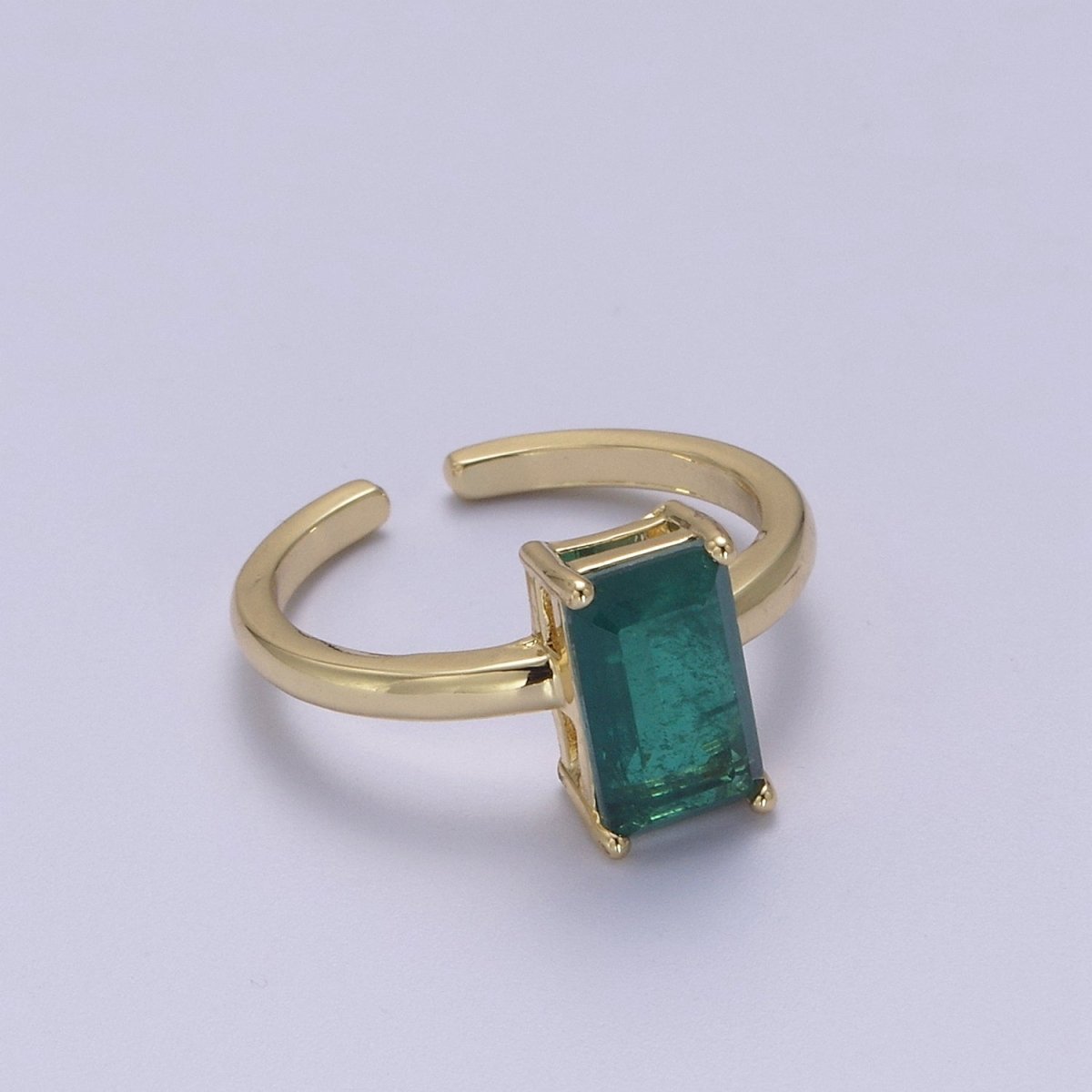 Rectangle Cut Cubic Zirconia Birthstone Ring | Rectangle Shape Cz Birthday Gift Ring Open Adjustable Jewelry S-405 ~ S-416