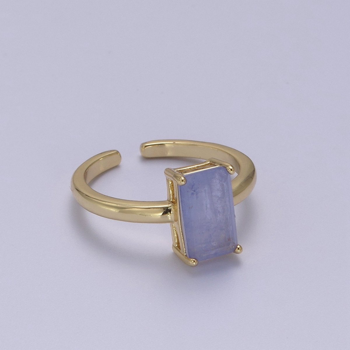 Rectangle Cut Cubic Zirconia Birthstone Ring | Rectangle Shape Cz Birthday Gift Ring Open Adjustable Jewelry S-405 ~ S-416