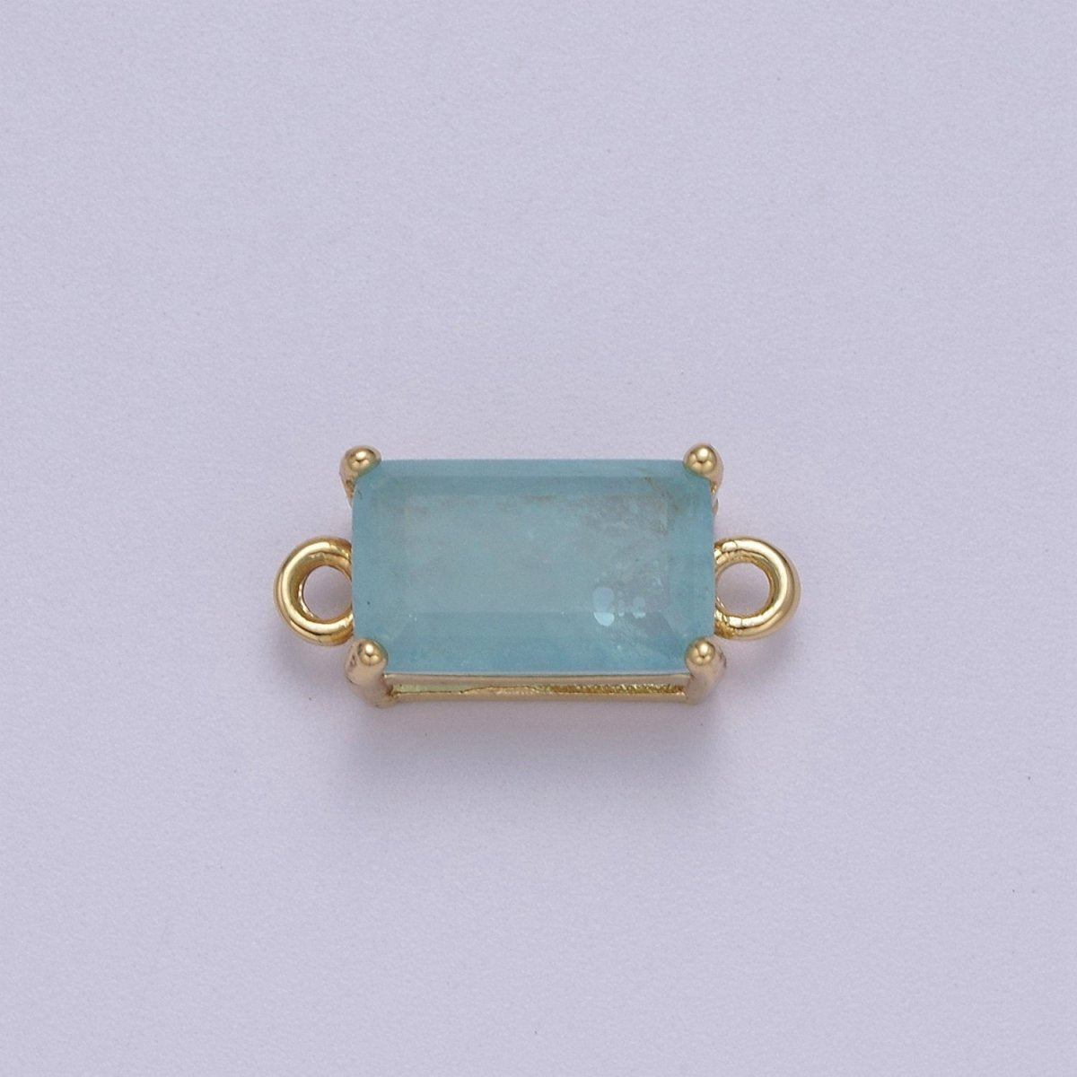 Rectangle Solitaire CZ Birthstone Charm Connector Geometric Diamond Cut Dainty Cubic Zirconia Connector for Necklace Earring Supply F-709~F-720