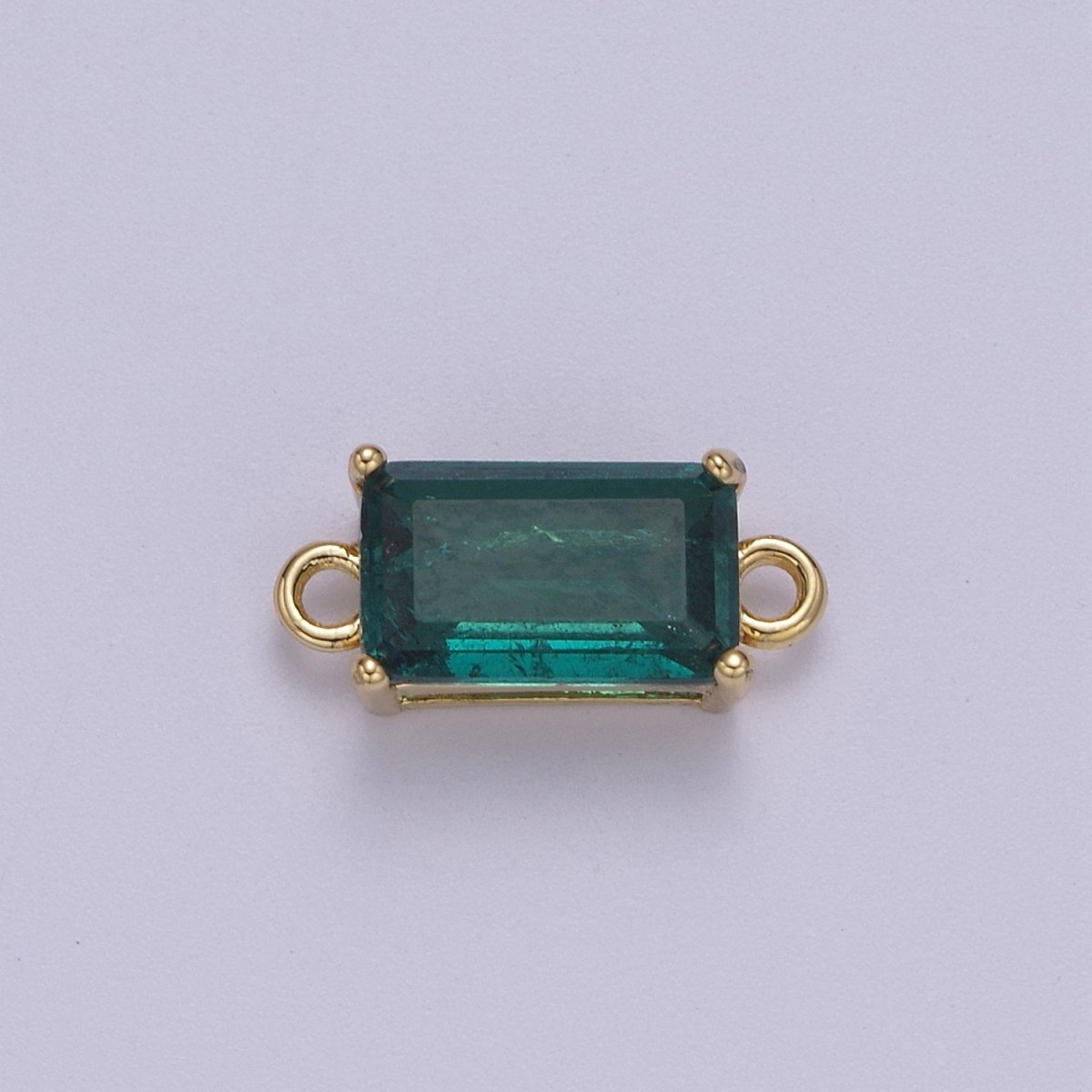 Rectangle Solitaire CZ Birthstone Charm Connector Geometric Diamond Cut Dainty Cubic Zirconia Connector for Necklace Earring Supply F-709~F-720