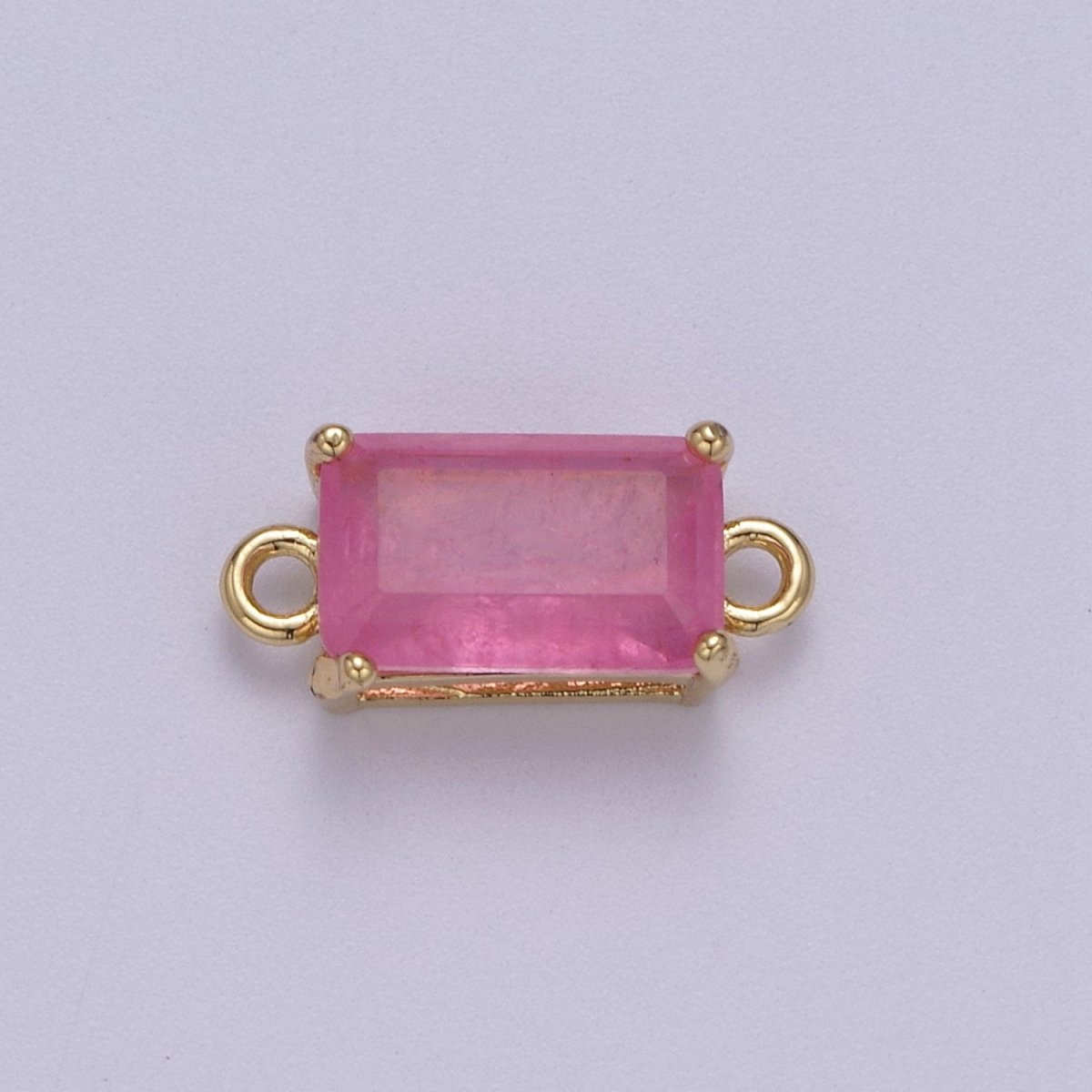 Rectangle Solitaire CZ Birthstone Charm Connector Geometric Diamond Cut Dainty Cubic Zirconia Connector for Necklace Earring Supply F-709~F-720