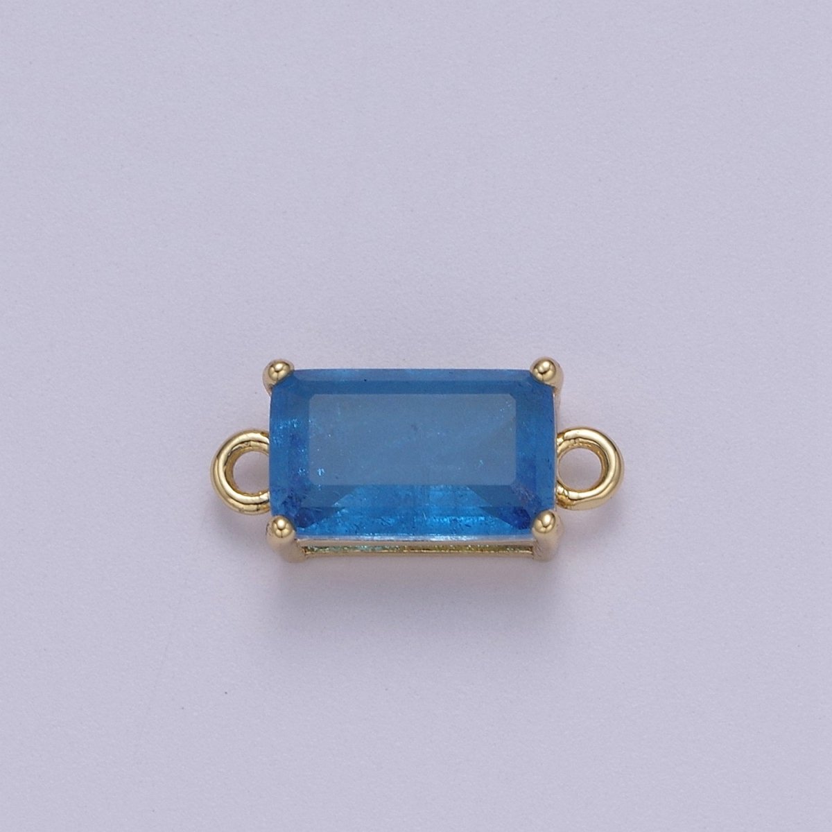 Rectangle Solitaire CZ Birthstone Charm Connector Geometric Diamond Cut Dainty Cubic Zirconia Connector for Necklace Earring Supply F-709~F-720