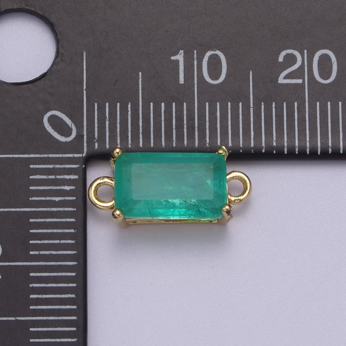 Rectangle Solitaire CZ Birthstone Charm Connector Geometric Diamond Cut Dainty Cubic Zirconia Connector for Necklace Earring Supply F-709~F-720