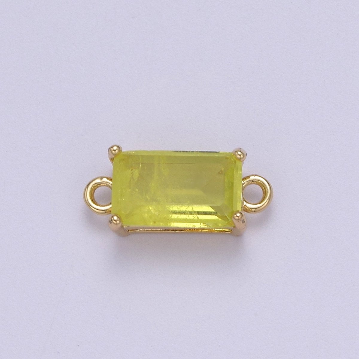 Rectangle Solitaire CZ Birthstone Charm Connector Geometric Diamond Cut Dainty Cubic Zirconia Connector for Necklace Earring Supply F-709~F-720