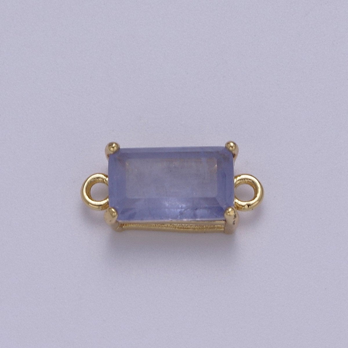 Rectangle Solitaire CZ Birthstone Charm Connector Geometric Diamond Cut Dainty Cubic Zirconia Connector for Necklace Earring Supply F-709~F-720