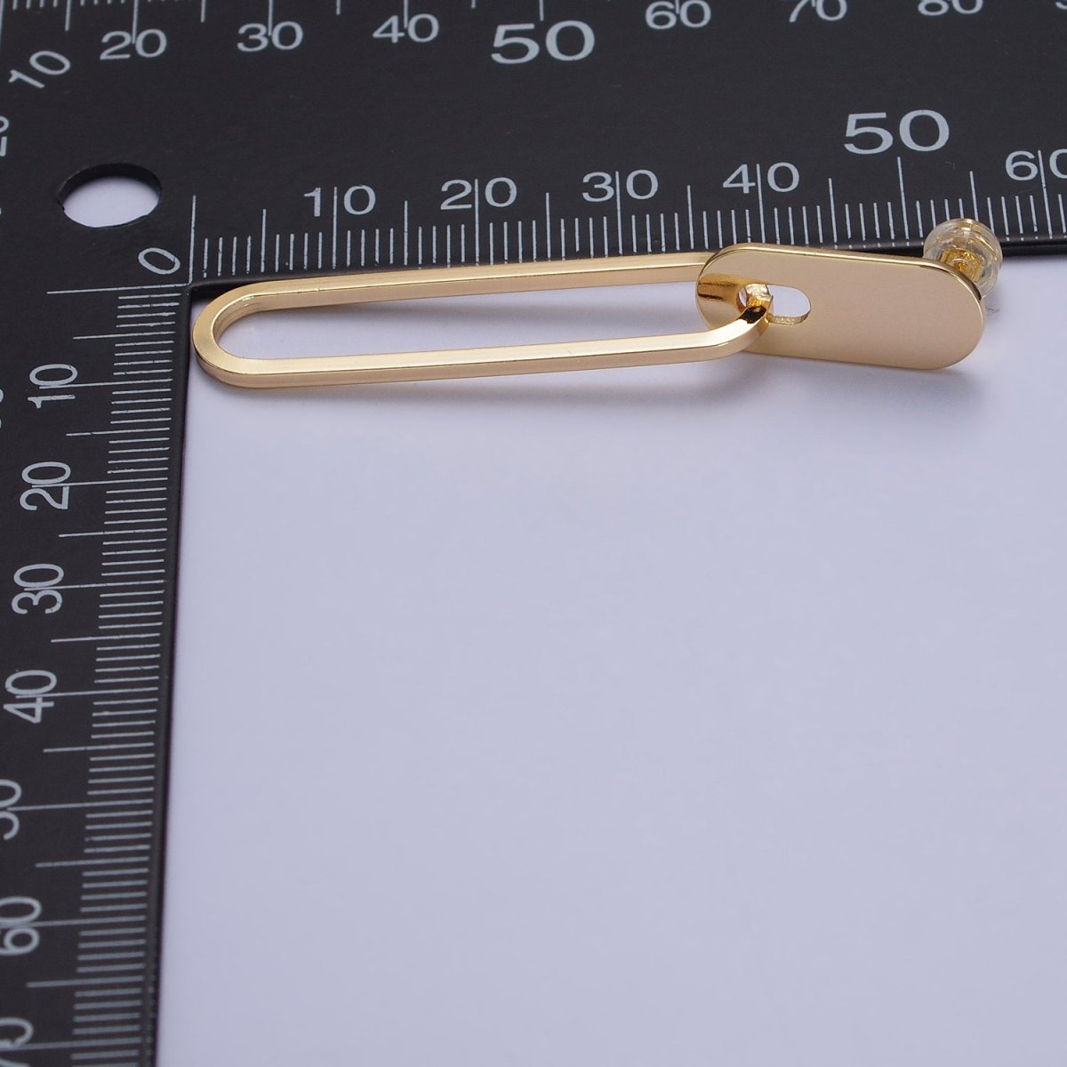 Rectangular Oblong Link Dangle Drop Stud Earrings in Gold & Silver | AB164 AB165