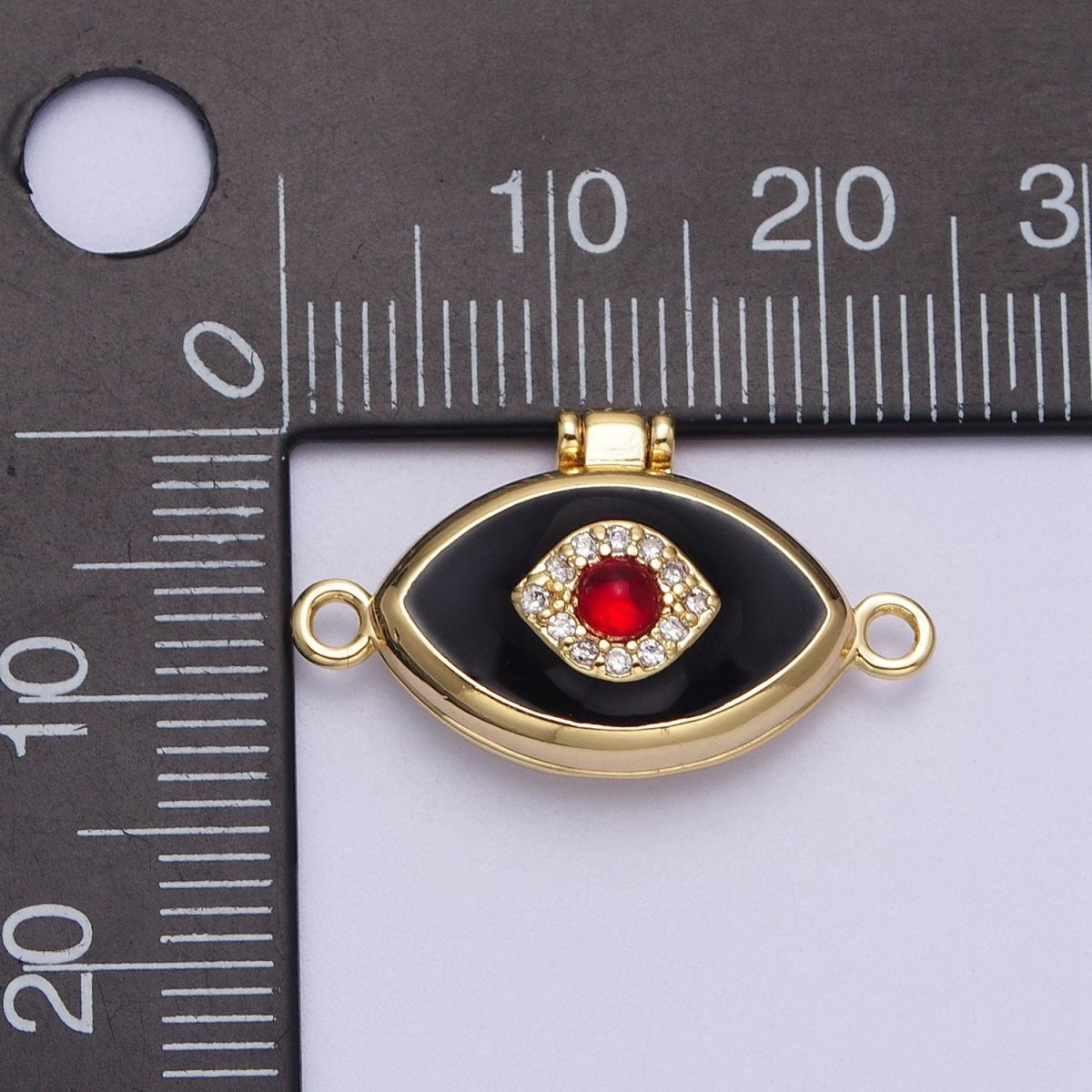 Red Evil Eyed Black, White Locket Link Connector | Y-645 Y-646