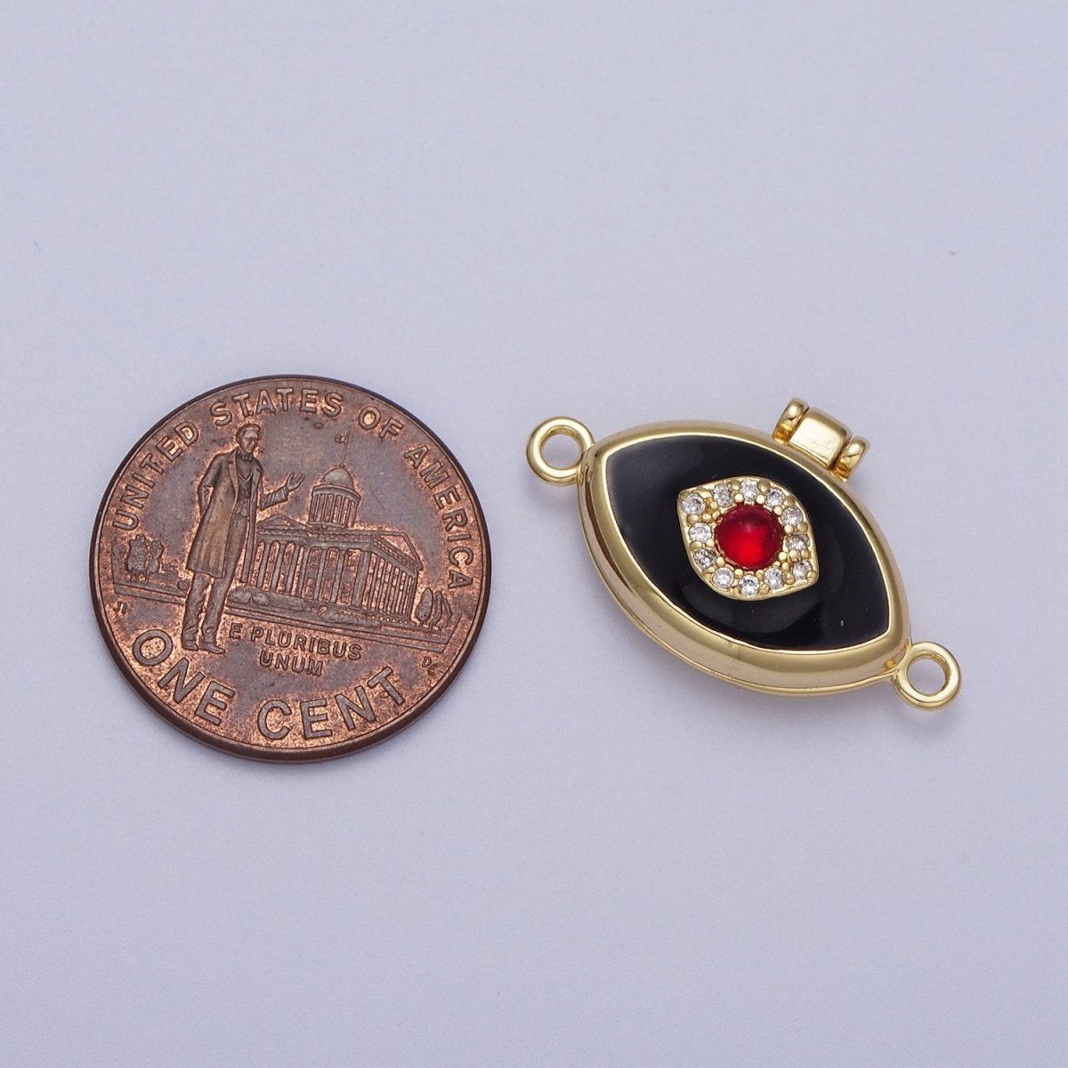 Red Evil Eyed Black, White Locket Link Connector | Y-645 Y-646