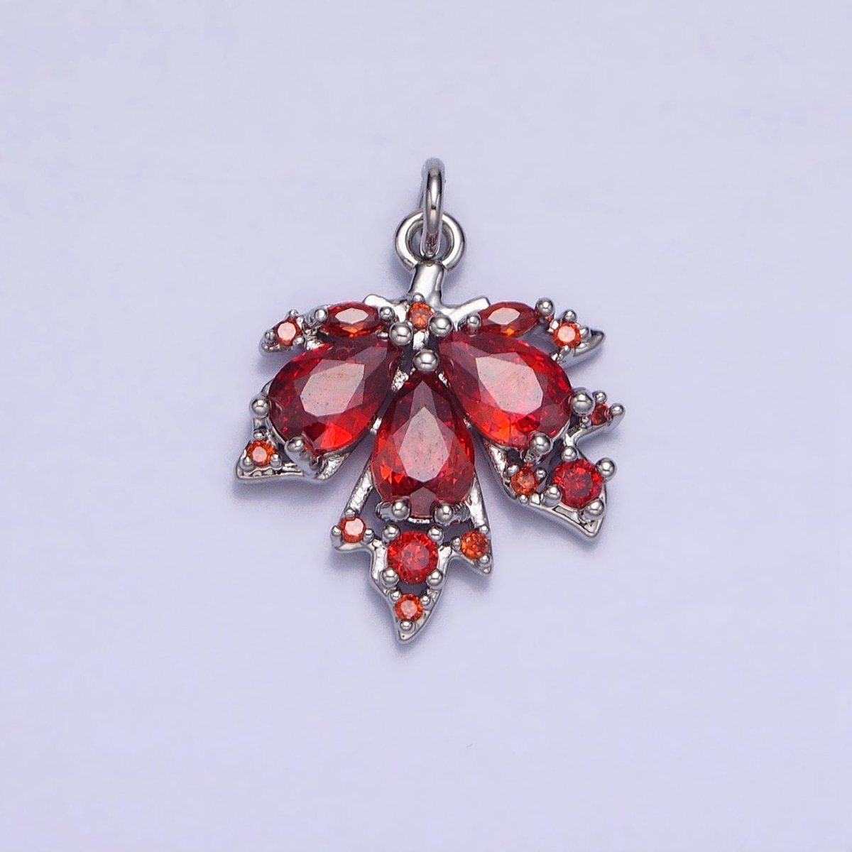 Red, Green Autumn Maple Leaf Teardrop Add-On CZ Charm in Gold & Silver | AC600, AC619