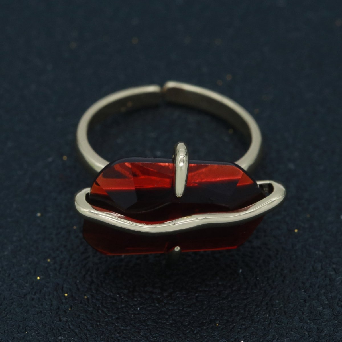 Red / Green / PINK Crystal Gold Ring Open Adjustable Wrapped S-220 S-222