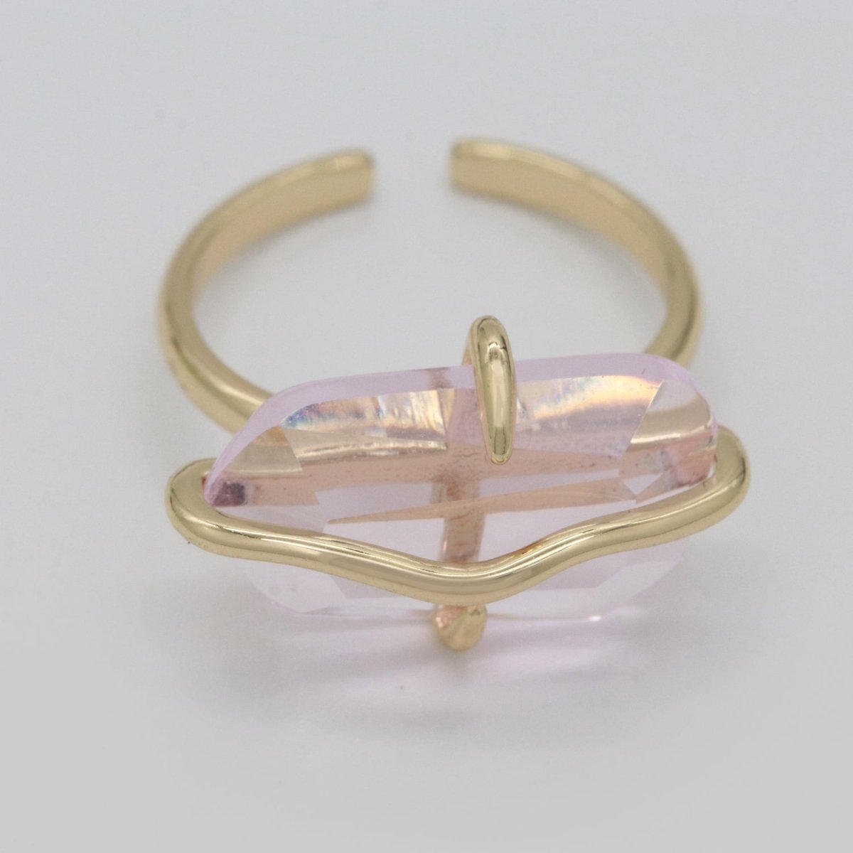 Red / Green / PINK Crystal Gold Ring Open Adjustable Wrapped S-220 S-222