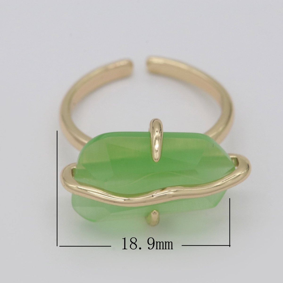 Red / Green / PINK Crystal Gold Ring Open Adjustable Wrapped S-220 S-222