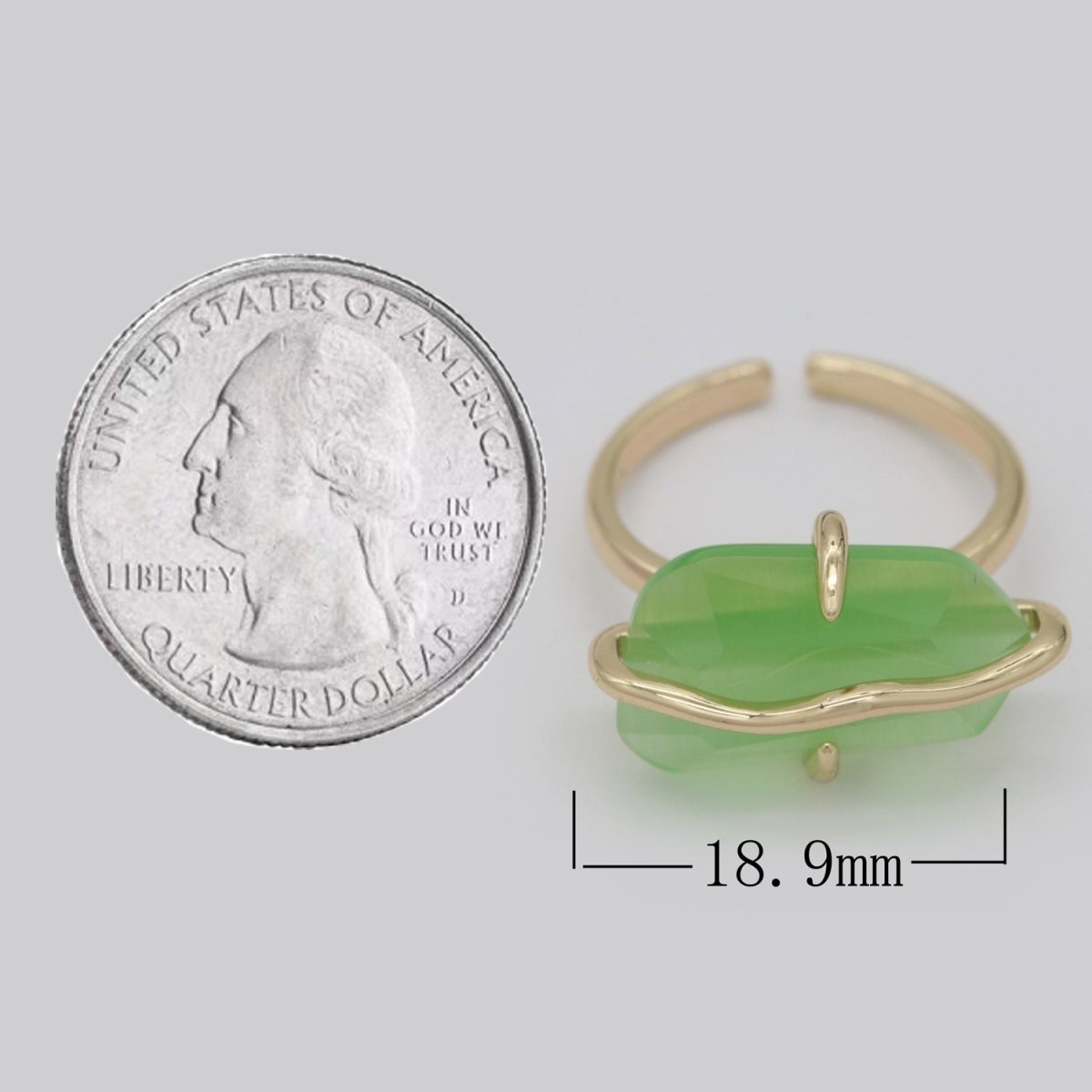 Red / Green / PINK Crystal Gold Ring Open Adjustable Wrapped S-220 S-222