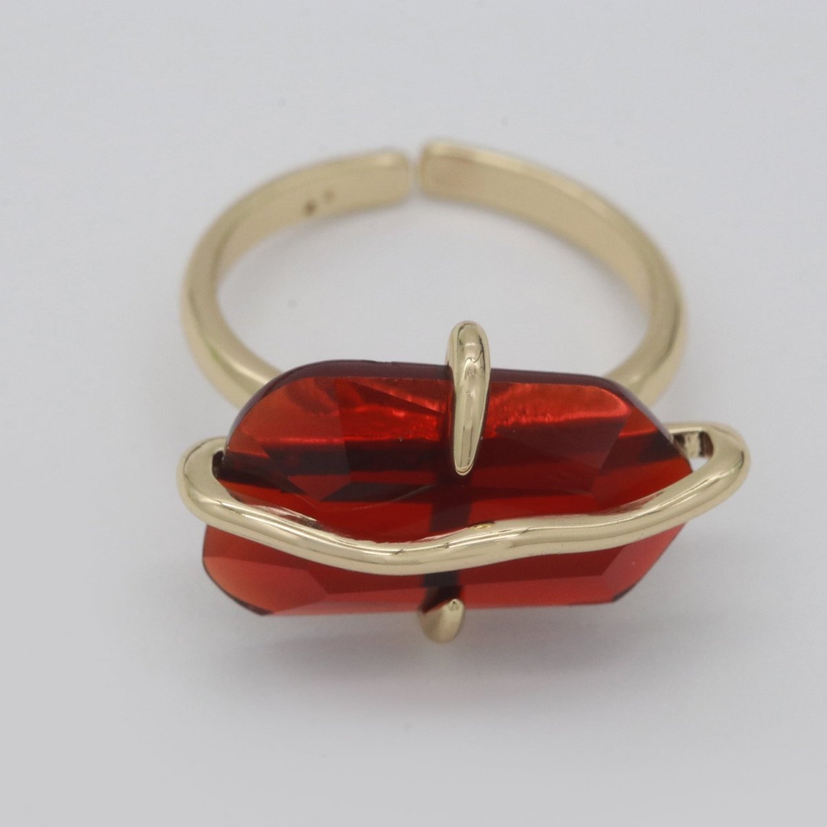 Red / Green / PINK Crystal Gold Ring Open Adjustable Wrapped S-220 S-222