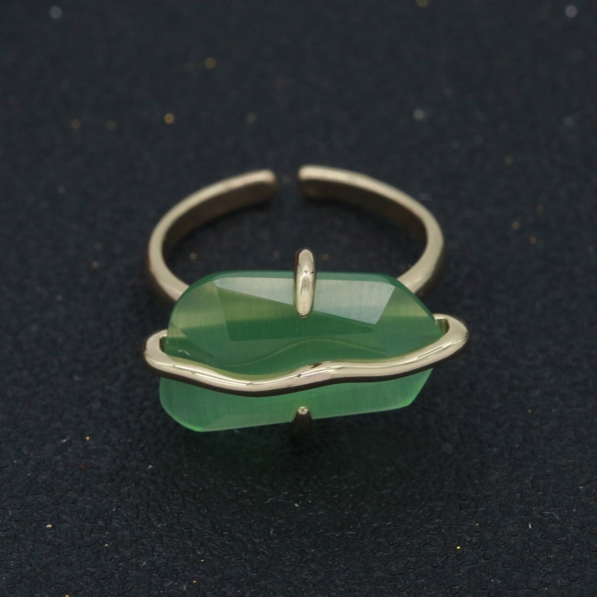 Red / Green / PINK Crystal Gold Ring Open Adjustable Wrapped S-220 S-222