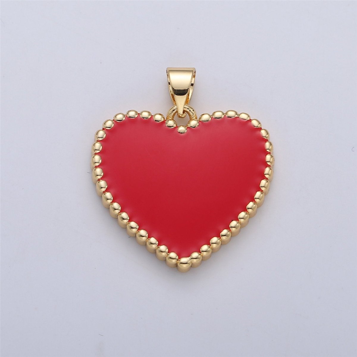 OS Red Pink Enamel Heart Pendant Charm, Enamel Heart Charm, Heart Pendant, Dainty Heart Necklace Pendant I-167