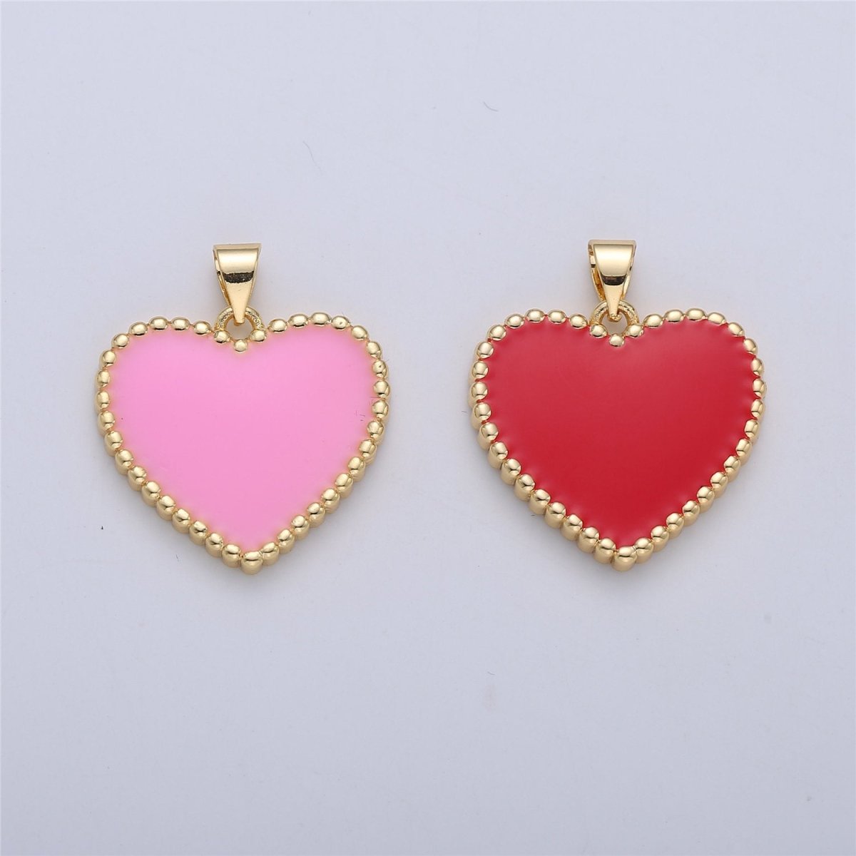 OS Red Pink Enamel Heart Pendant Charm, Enamel Heart Charm, Heart Pendant, Dainty Heart Necklace Pendant I-167