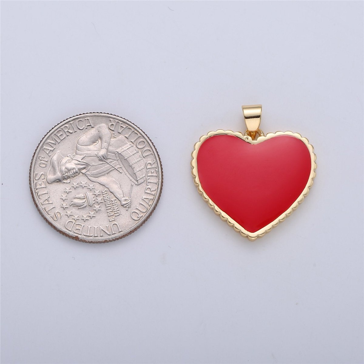 OS Red Pink Enamel Heart Pendant Charm, Enamel Heart Charm, Heart Pendant, Dainty Heart Necklace Pendant I-167