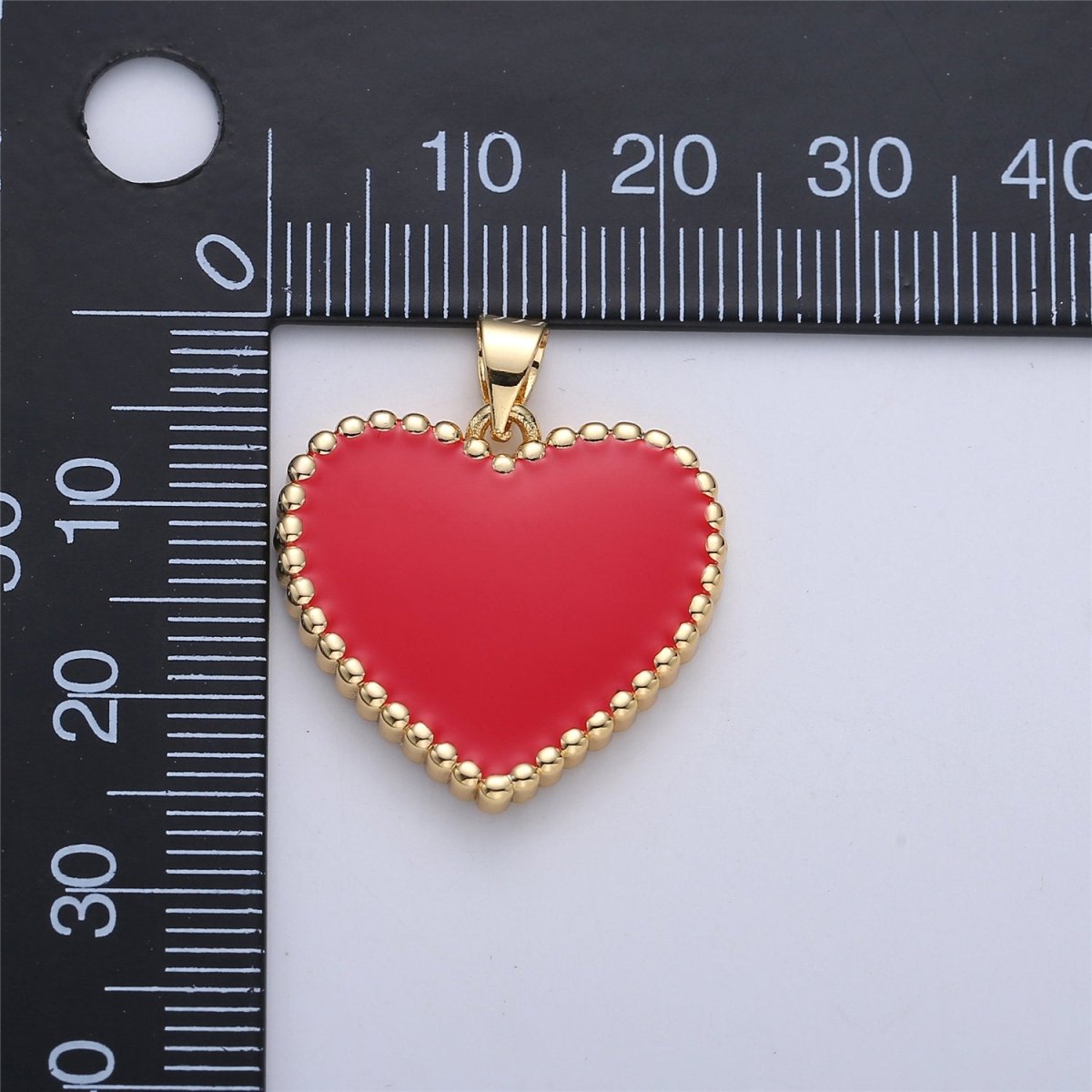 OS Red Pink Enamel Heart Pendant Charm, Enamel Heart Charm, Heart Pendant, Dainty Heart Necklace Pendant I-167