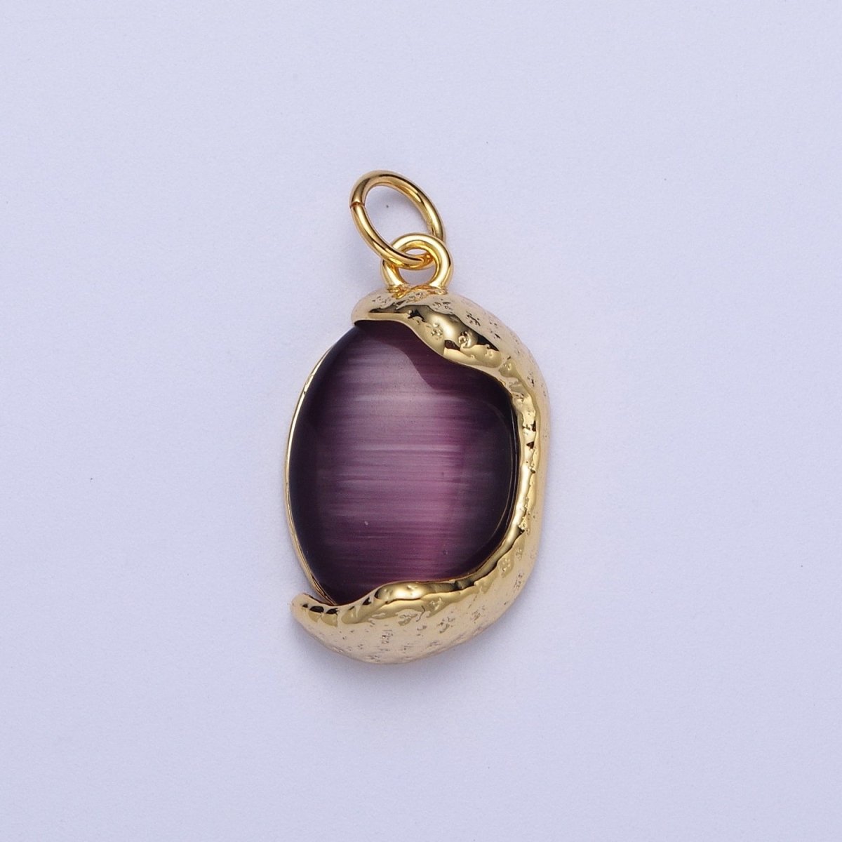 Molten Red Agate, Amethyst, Turquoise Cabochon Egg Gemstone Charm in Gold & Silver | C157 C167 C179