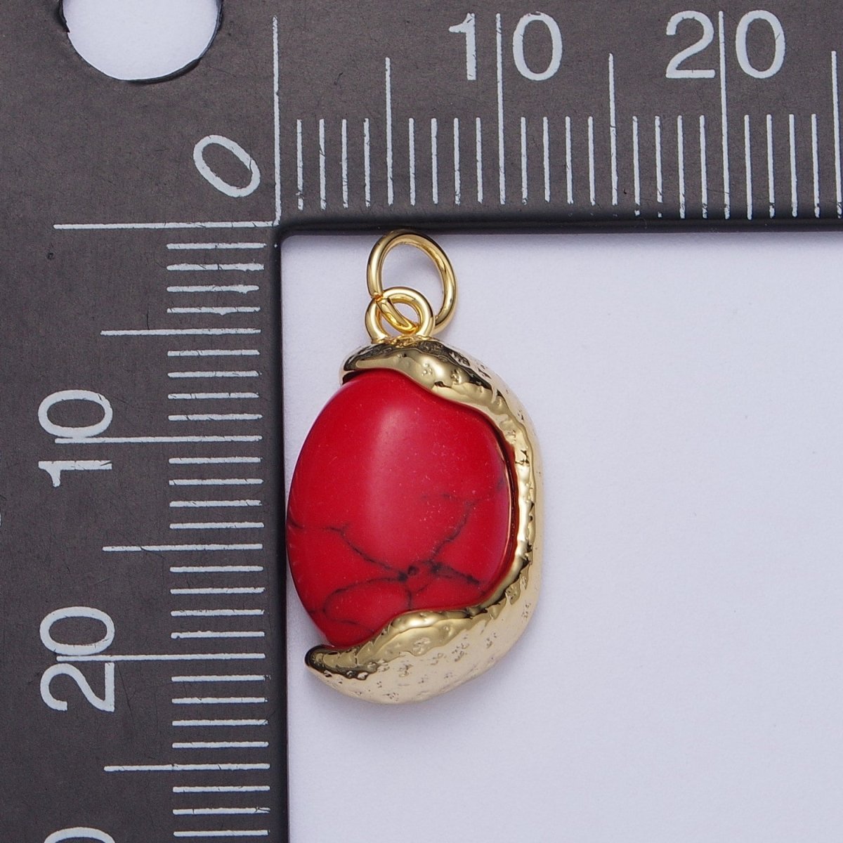 Molten Red Agate, Amethyst, Turquoise Cabochon Egg Gemstone Charm in Gold & Silver | C157 C167 C179