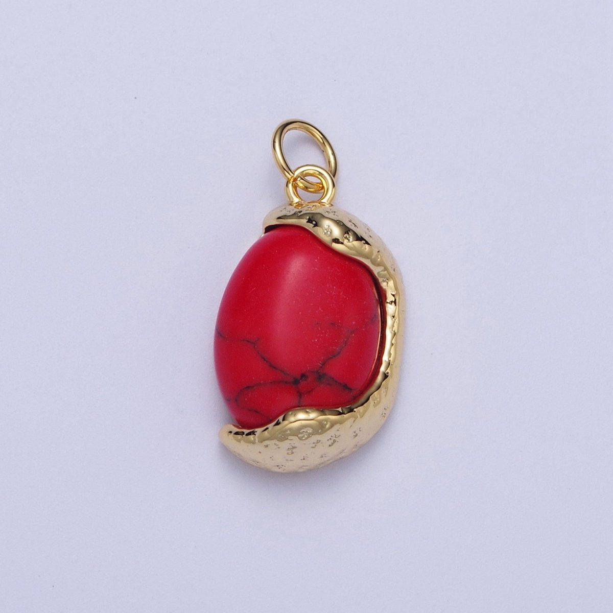 Molten Red Agate, Amethyst, Turquoise Cabochon Egg Gemstone Charm in Gold & Silver | C157 C167 C179