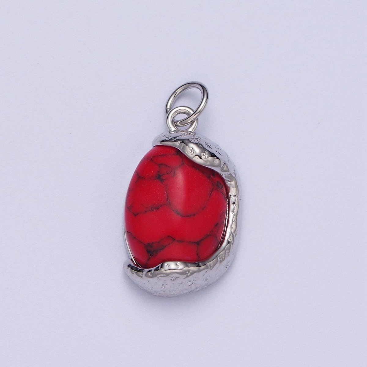 Molten Red Agate, Amethyst, Turquoise Cabochon Egg Gemstone Charm in Gold & Silver | C157 C167 C179