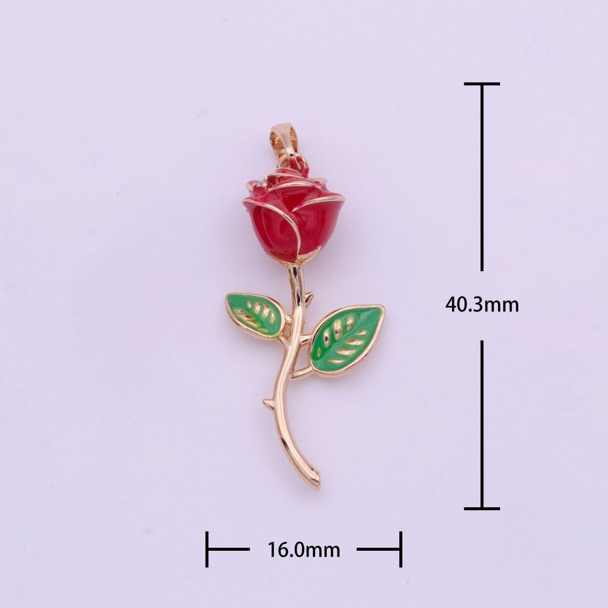 Red Rose Flower Rose Gold Pendant I-586 - DLUXCA