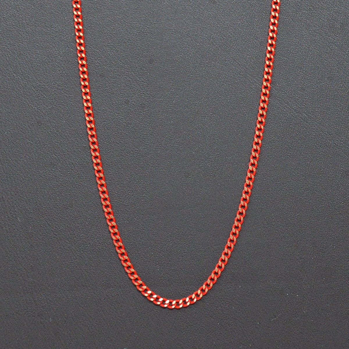 Red Shimmer Curb Chain On Brass 1.8mm width Gold Red Enamel Unfinished chain for Bracelet Necklace Component Chain | ROLL-440 Clearance Pricing