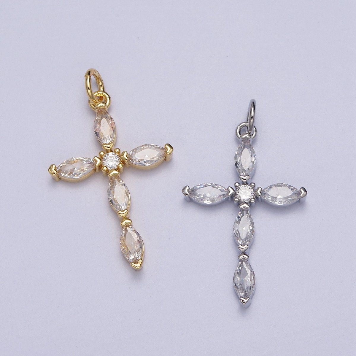 Religious Cross Clear Marquise CZ Pendant in Gold & Silver | AC-012 AC-013