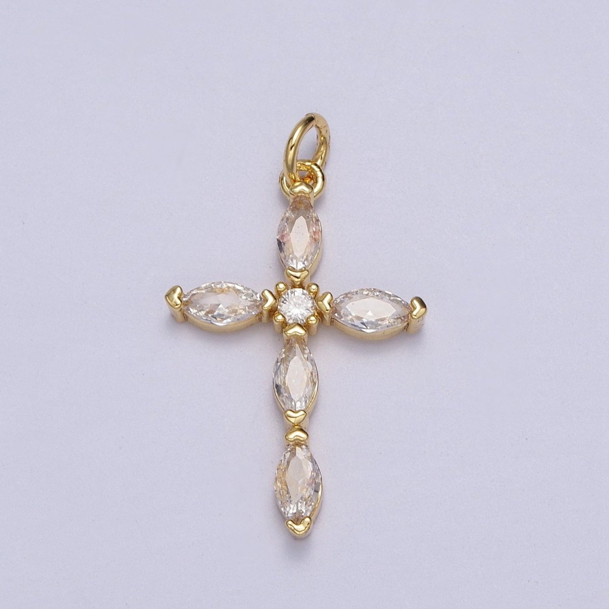 Religious Cross Clear Marquise CZ Pendant in Gold & Silver | AC-012 AC-013