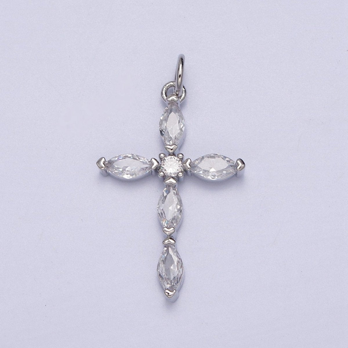 Religious Cross Clear Marquise CZ Pendant in Gold & Silver | AC-012 AC-013