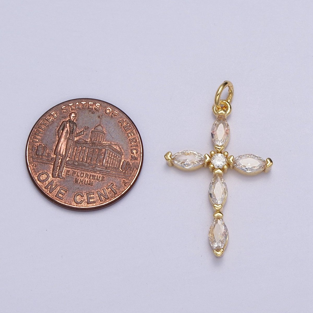 Religious Cross Clear Marquise CZ Pendant in Gold & Silver | AC-012 AC-013