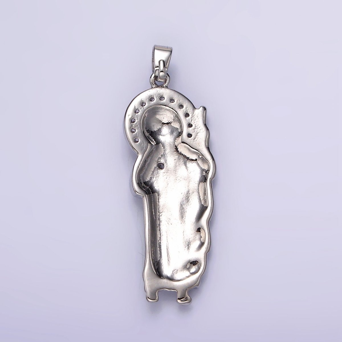 Rhodium Plated 45mm, 35mm Saint Jude  Religious Micro Paved CZ Pendant | N1863 N1864