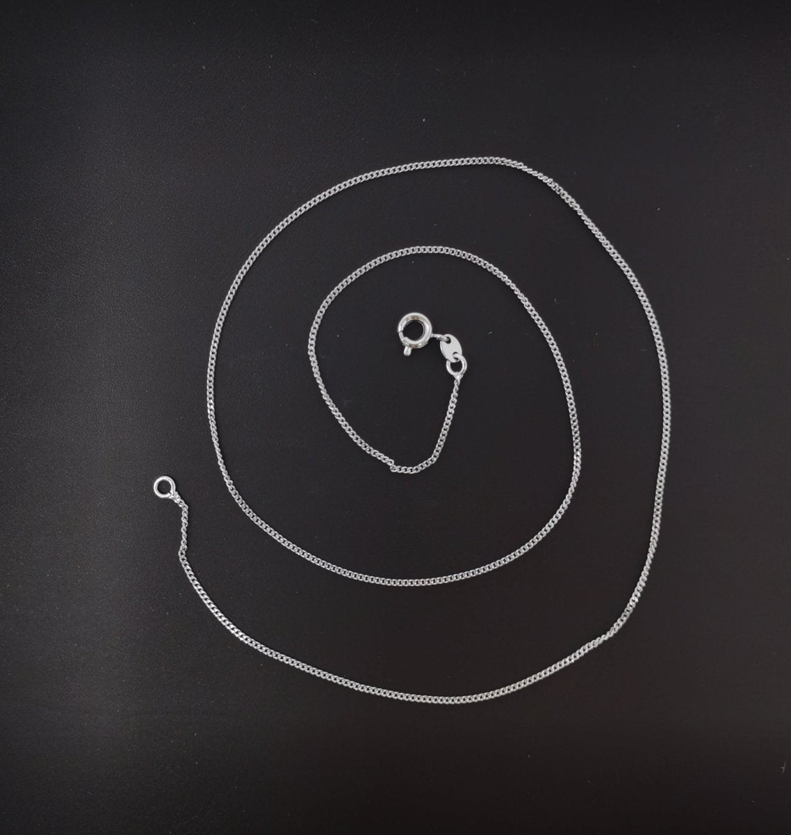 Rhodium Plated Dainty 1mm Curb 18 Inch Layering Chain Necklace | CN-597 Clearance Pricing - DLUXCA