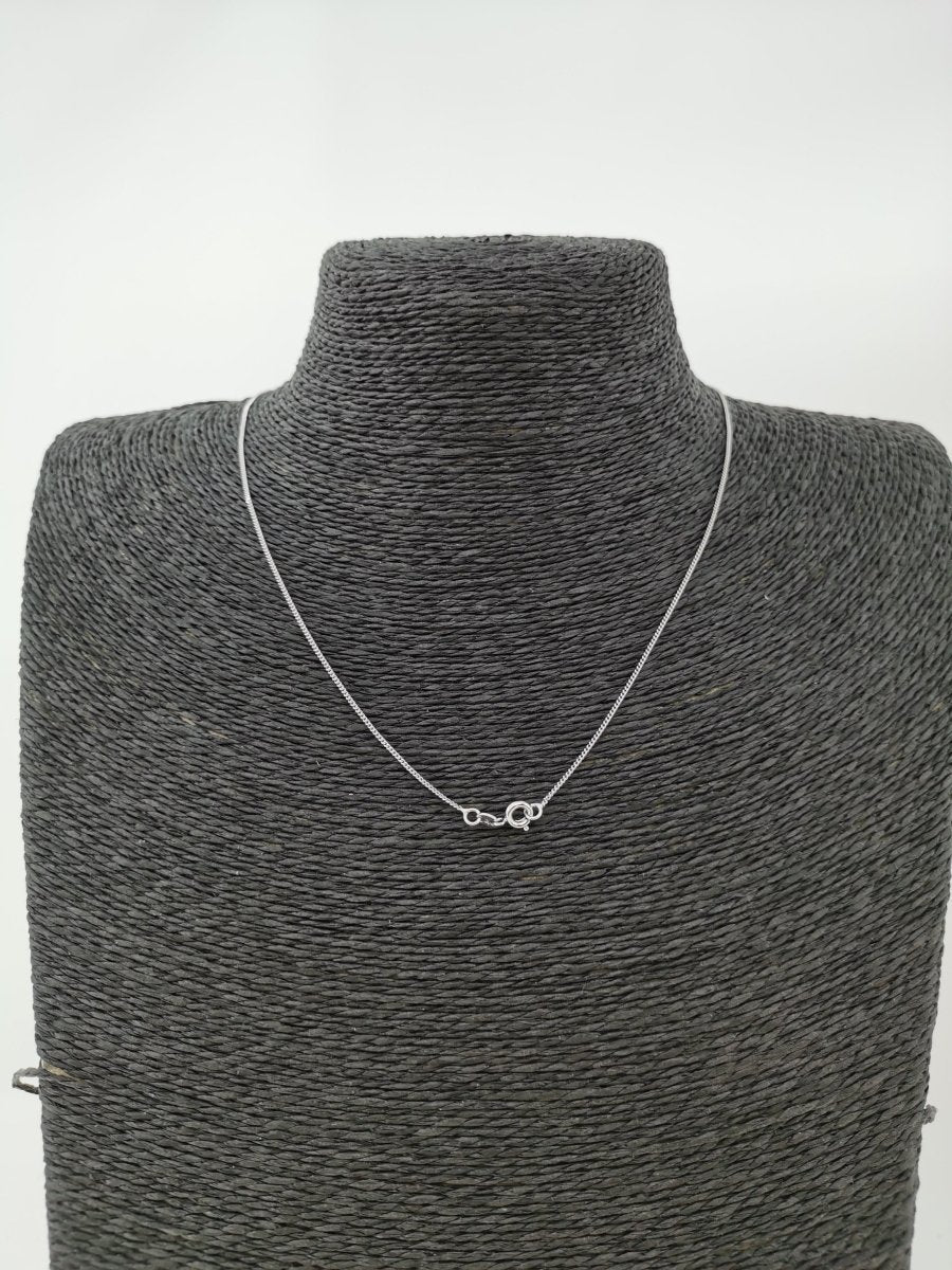 Rhodium Plated Dainty 1mm Curb 18 Inch Layering Chain Necklace | CN-597 Clearance Pricing - DLUXCA